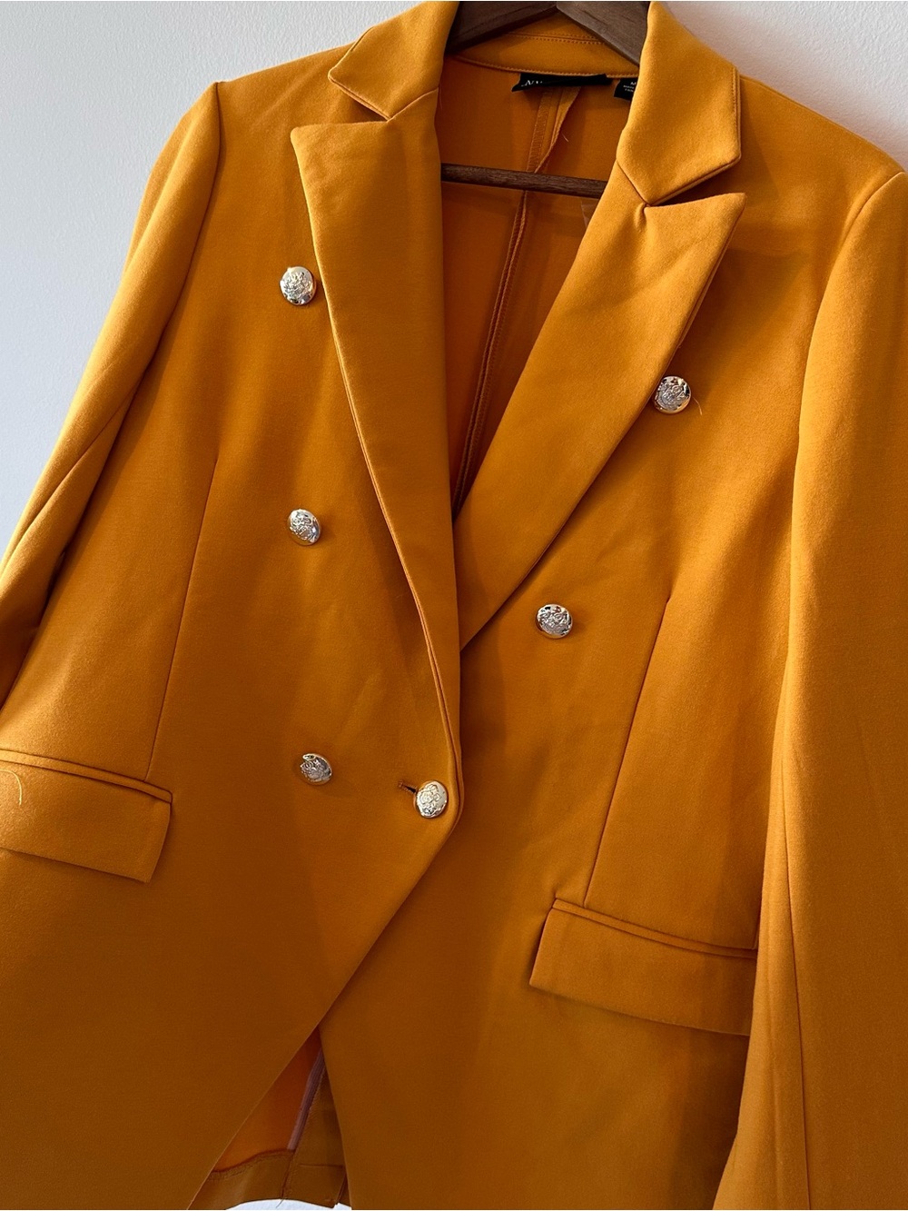 NY & Company Blazer Mustard Yellow Double Breasted Military Career Women’s M